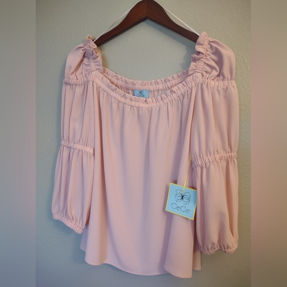 CeCe Women's Square Neck Ruffle Sleeve Blouse in Rosehip Pink - Picture 4 of 11